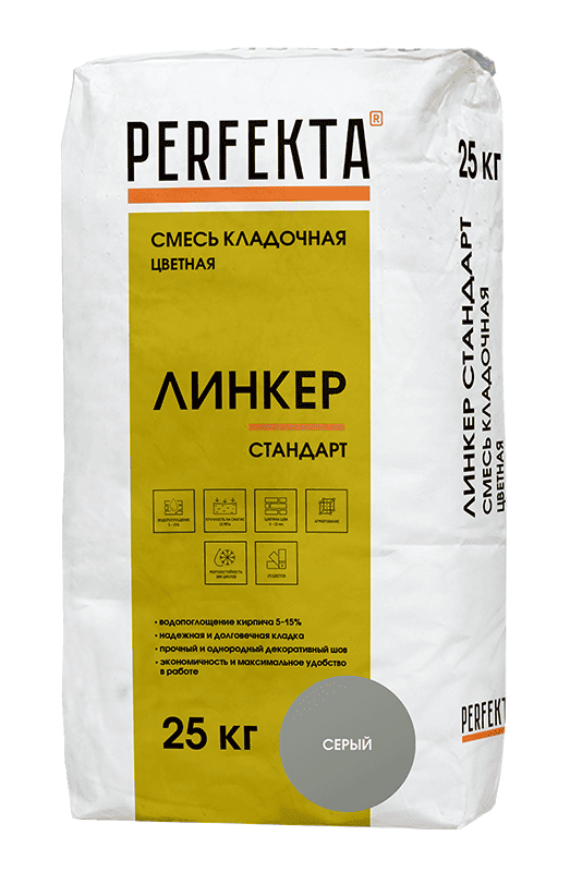 Смесь кладочная цветная PERFEKTA Линкер Стандарт серый, 25 кг фото 0